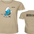 Pískové tričko s detektorářským šmoulou a nápisem na zádech metel detecting